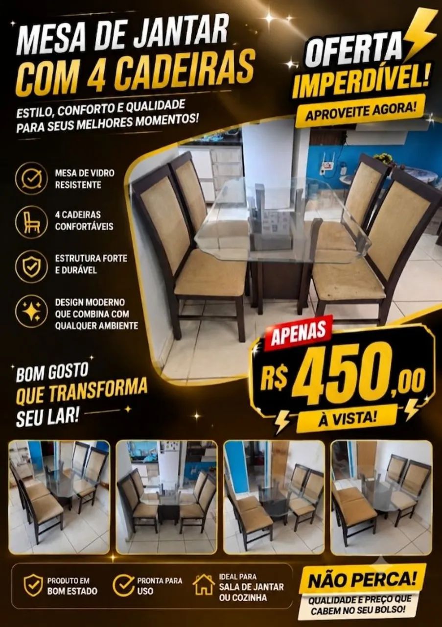 Mesa de jantar de 4 cadeiras 