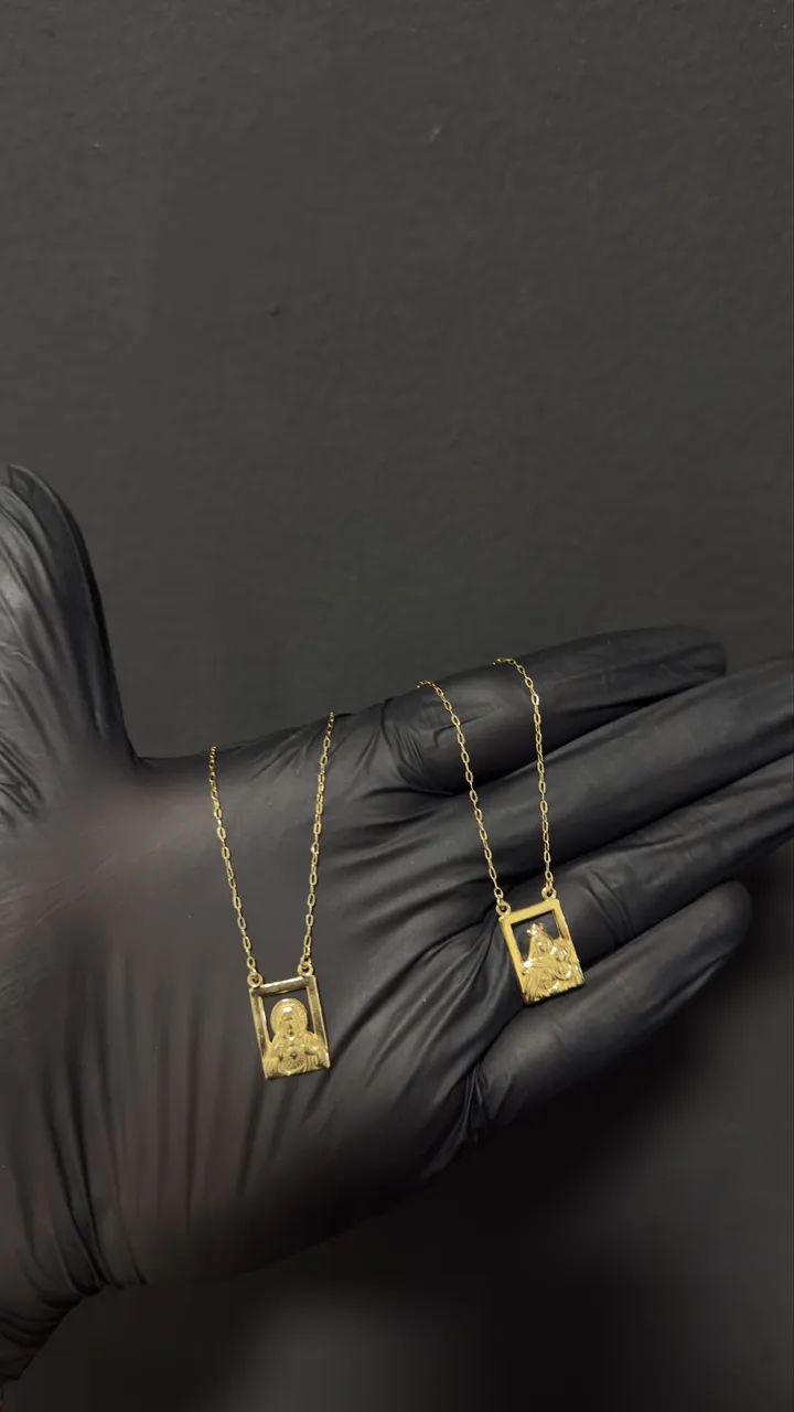 escapulário de ouro joia de fabrica 18k 