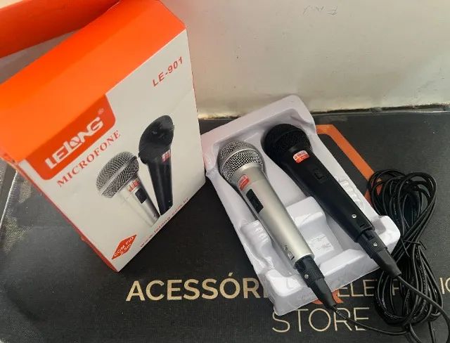 Kit com 2 microfones com fio