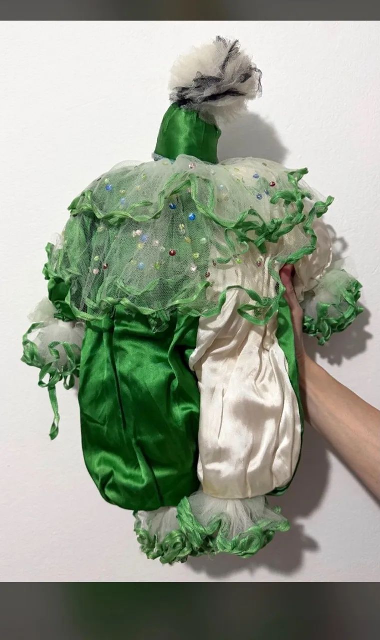 boneca de porcelana palhaço verde e branco - Foto 5