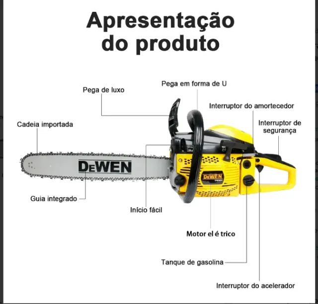 Motosserra A Gasolina 52cc 20 Polegadas 3.0hp/2.2kw Dewen