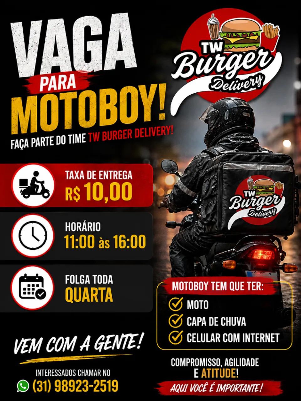 Vaga para Motoboy