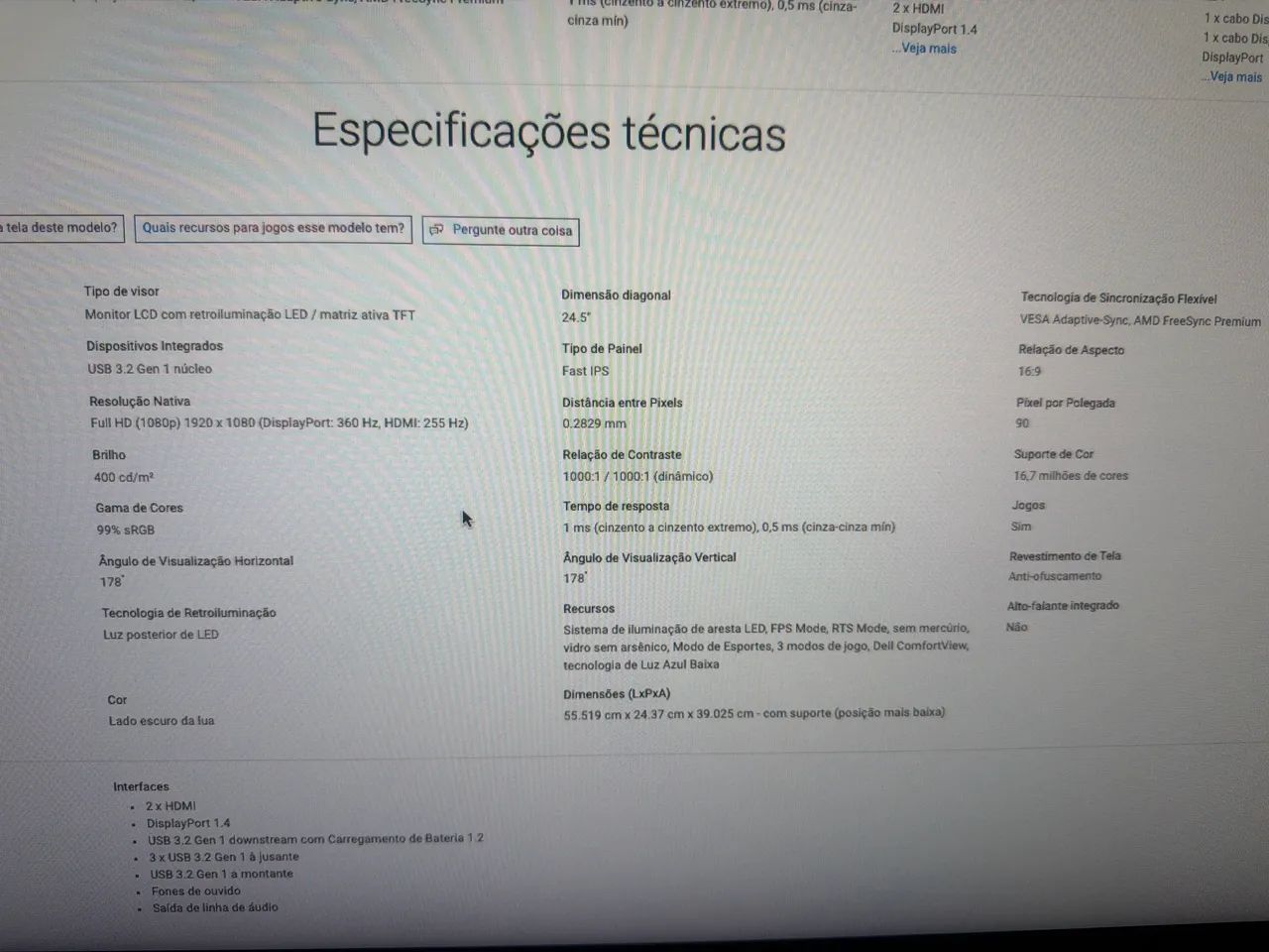 Monitor Gamer Alienware 25p AW2523HF 360hz IPS - Foto 5