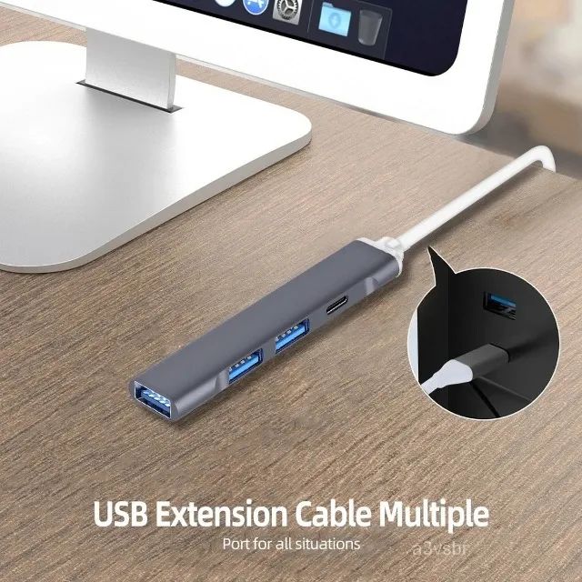 Hub slim com 4 saidas usb 2.0 3.0 e tipo-c - Foto 4