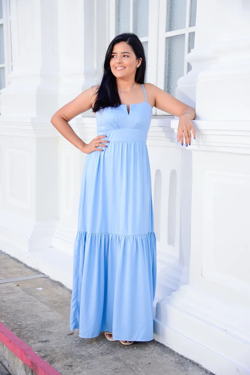 Vestido longo azul