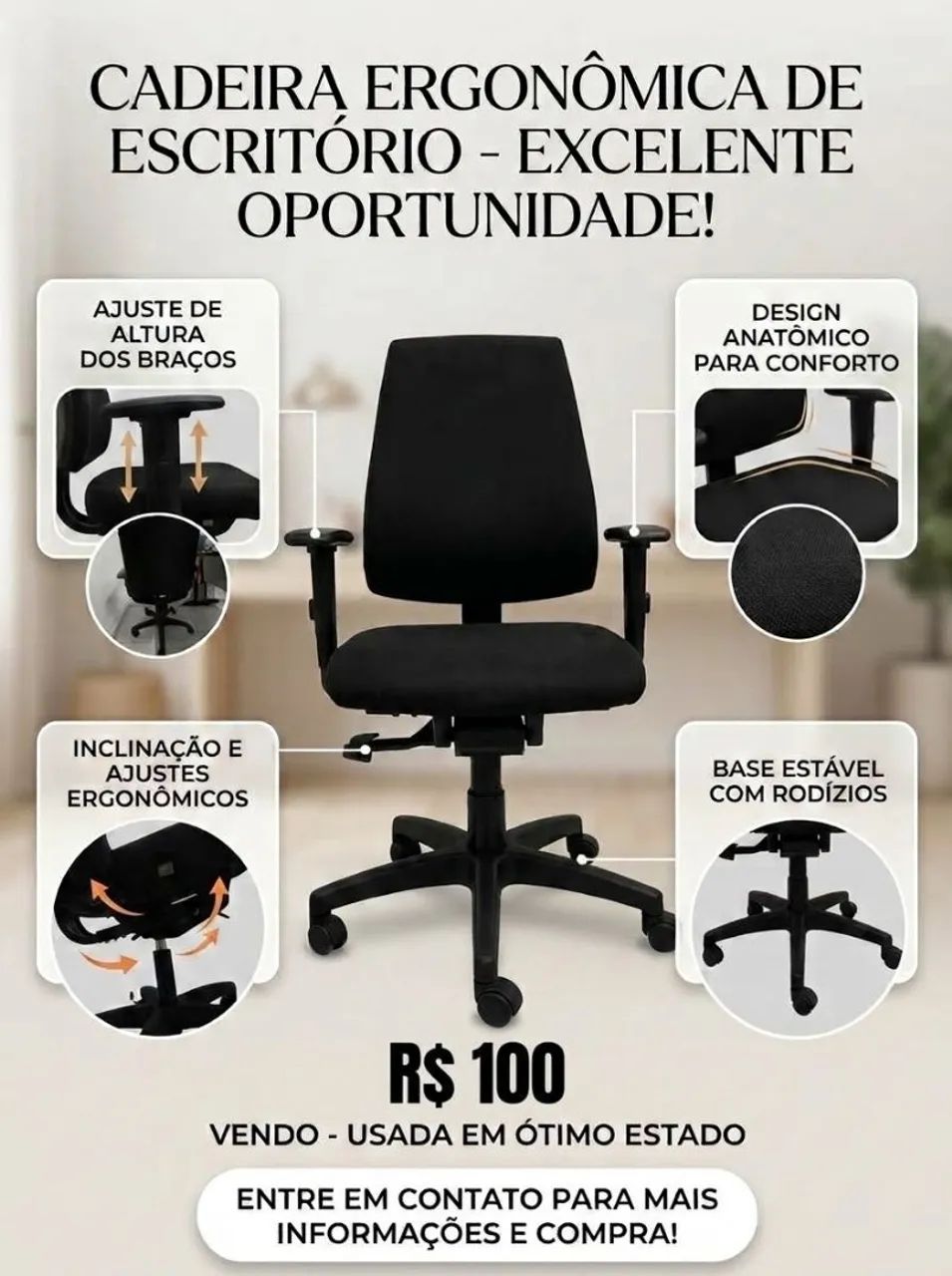 Cadeira ergonômica para escritório 