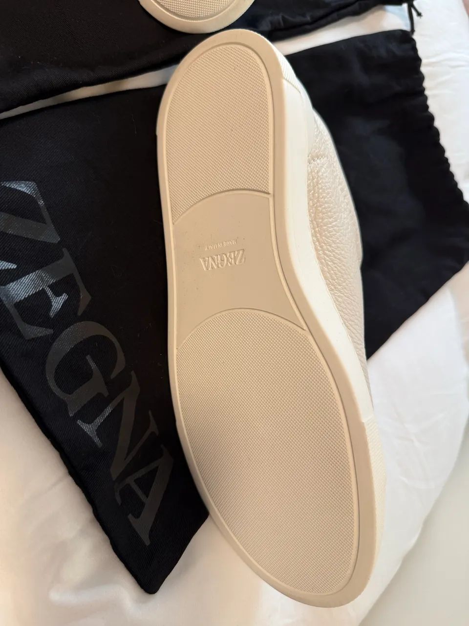 ZEGNA Tênis Triple-Stitch - Branco em Couro - Foto 5