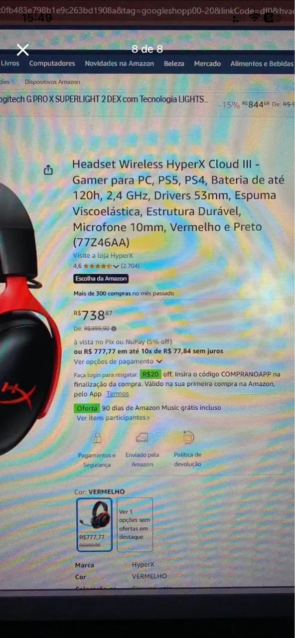 Headseat sem fio HYPERX CLOUD 3 - Foto 5