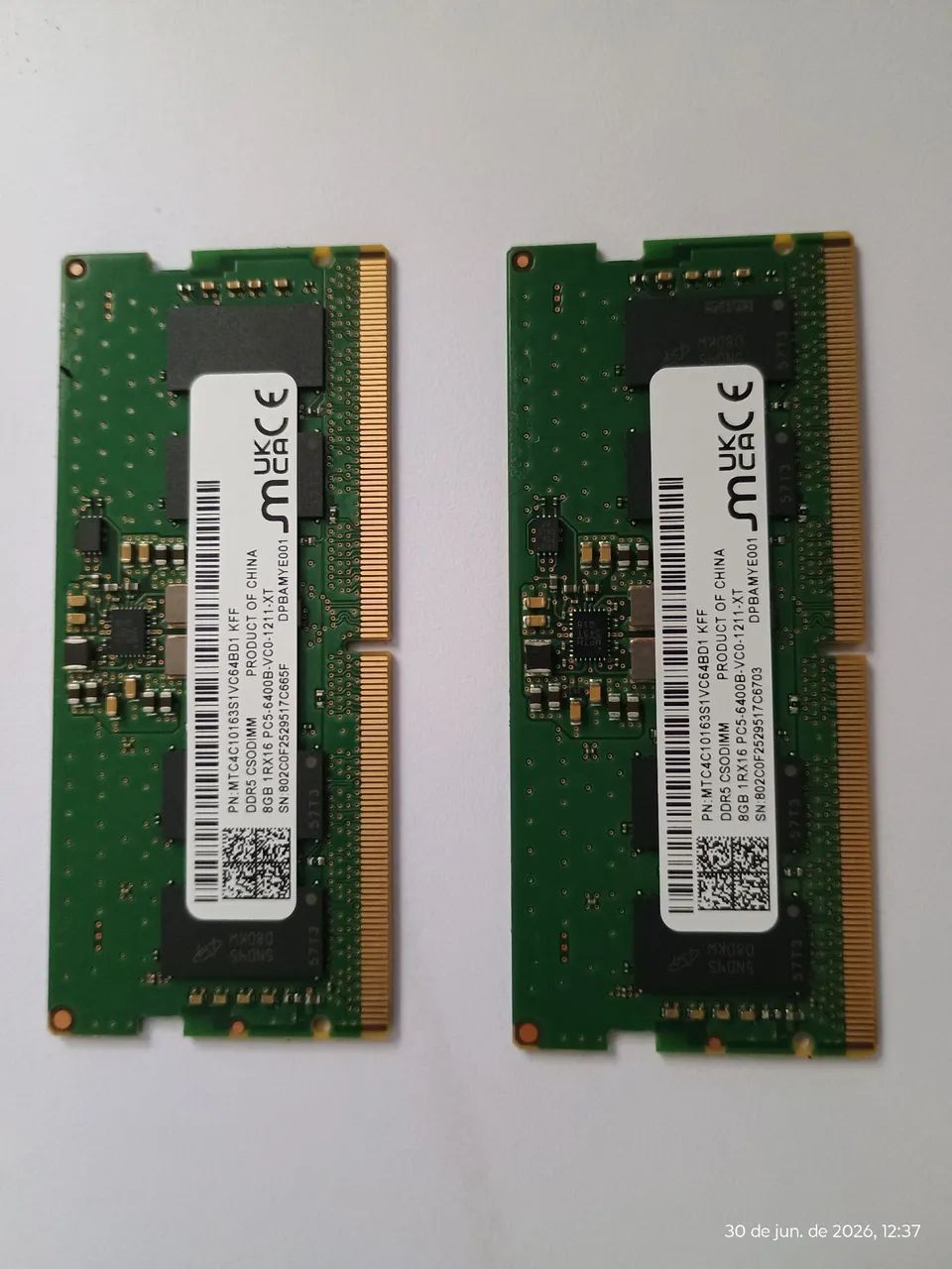 Kit memoria ddr5 notebook 8gb 6400mhz