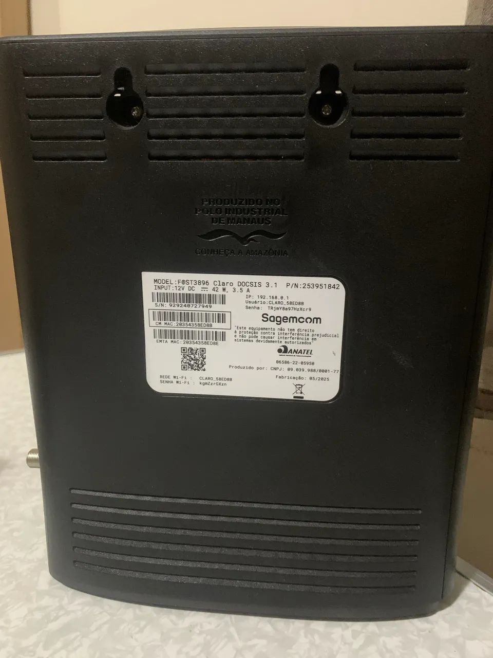 MODEM SAGEMCOM - MODELO F@sT3896