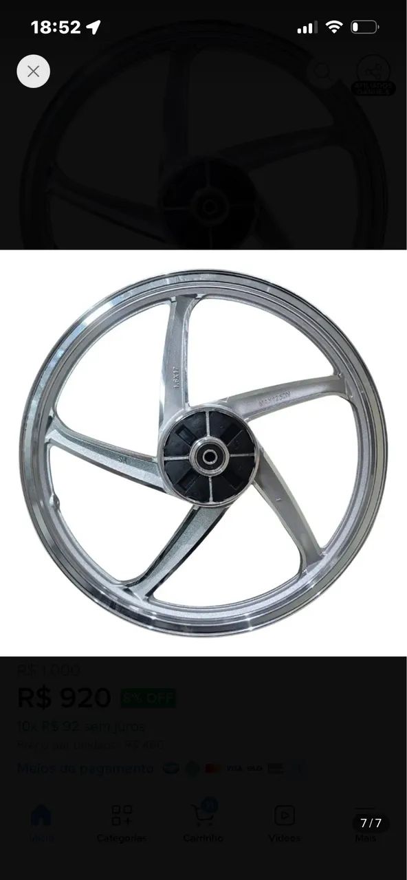 Par Roda Liga Leve Rodão Shineray Phoenix Gold 50 Completo (Usado)