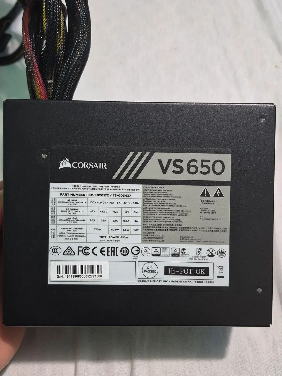 Fonte Corsair 650W VS650 80 Plus White - Excelente Estado - Foto 3