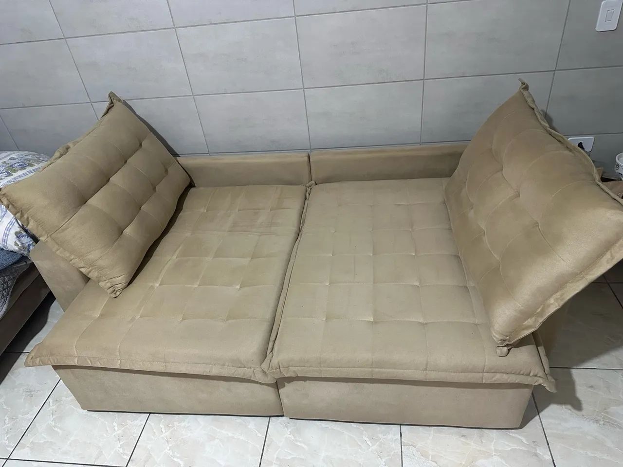 Sofá Retrátil Reclinável E Cama 2,15m Cama Inbox Flex. Suede - Foto 4