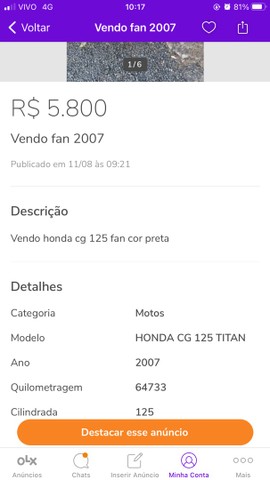 VENDO HONDA CG 125