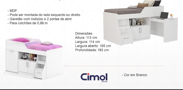 Quarto cama escrivaninha cama solteiro multifunções  - Foto 5