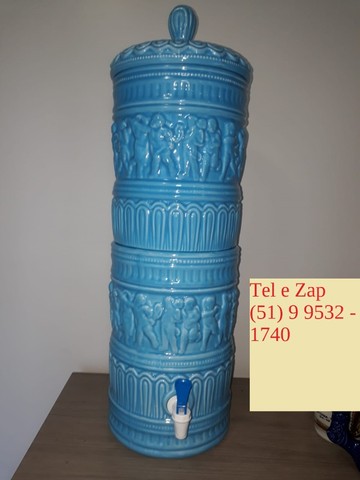 Filtro de Água Antigo em Cerâmica Vitrificada - 60 cm Altura X 20 cm Largura - Relíquia