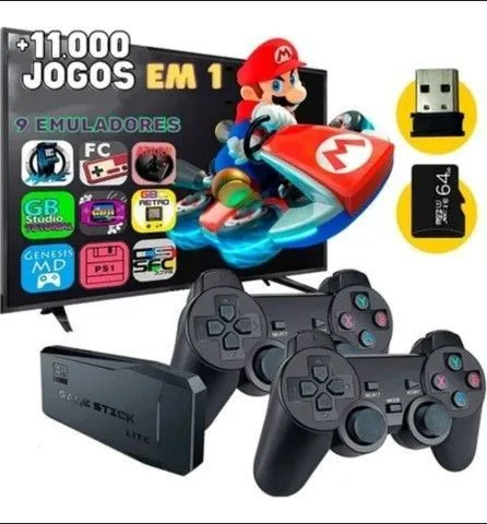 Video Game Stick Lite Console Portátil 64G +10.000 Jogos Retrô Controle  Wireless Modelo PS2