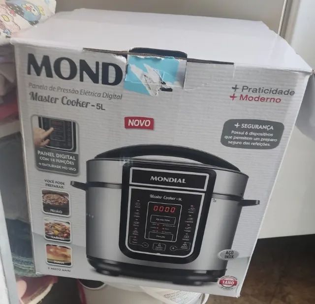 Lacrada Panela de Pressão Elétrica Digital Master Cooker 5L 900W 220V Prata Mondial - Foto 5