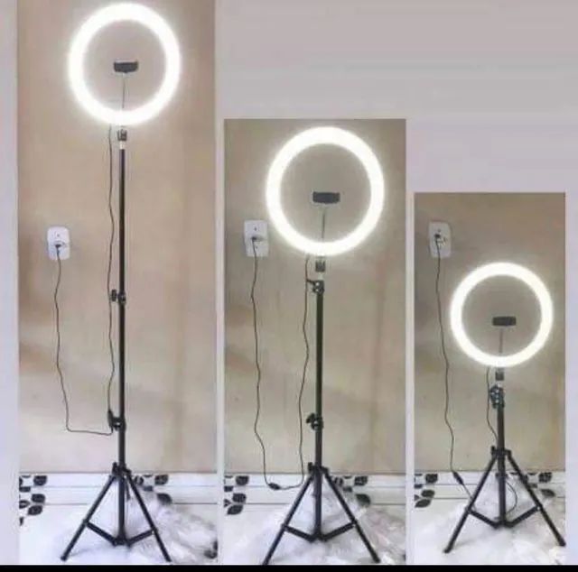 Queima de estoque ring light 26cm anel e tripé de 2,10