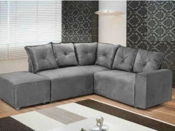 Conjunto de sofá de canto 2 x 3 lugares com Puff REF 5040 - Receba Hoje - Maio154 - Foto 4