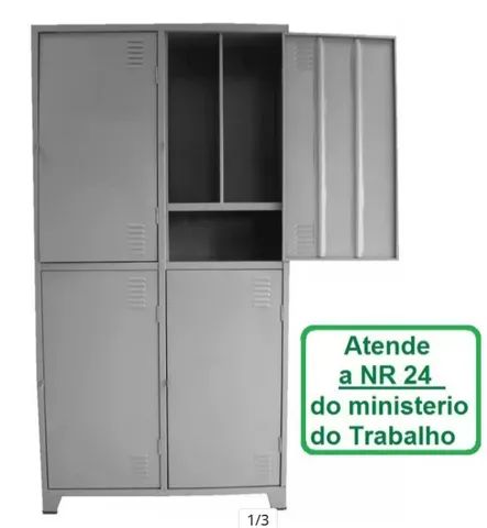 Roupeiro de Aço Insalubre 04 Portas - Armário de Aço Insalubre 04 Portas - NR24 - Foto 2