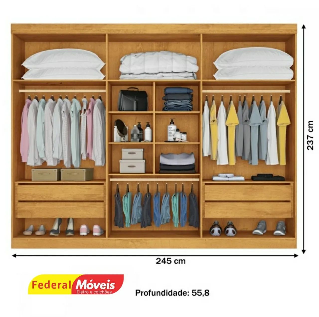 Guarda Roupa 6 Portas 4 Gavetas Novo Fazemos Entrega  - Foto 2