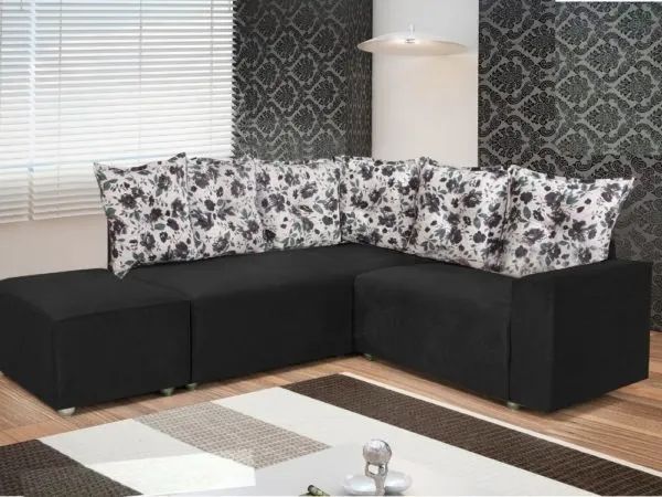 Conjunto de sofá de canto 2 x 3 lugares com Puff REF 5040 - Receba Hoje - Maio154 - Foto 2