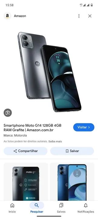 Smartphone Moto G14 128GB 4GB RAM Grafite