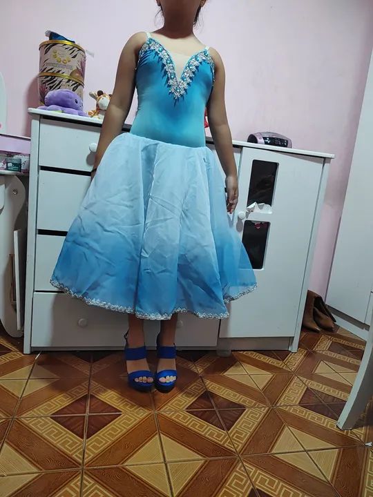 Vestido para apresentação de ballet ou fantasia de princesa 