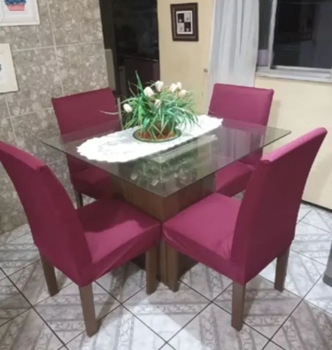 Jogo de Capas para Cadeira - 4 Peças - vinho - Foto 3
