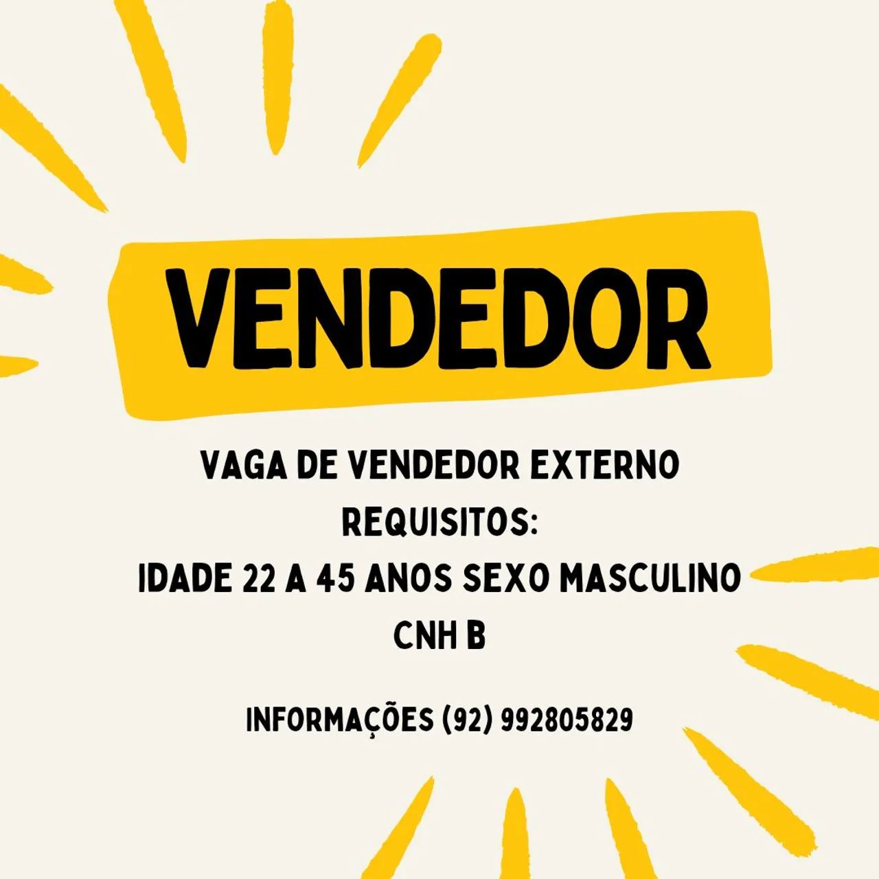 Vendedor com ou  sem experiência 20 vagas
