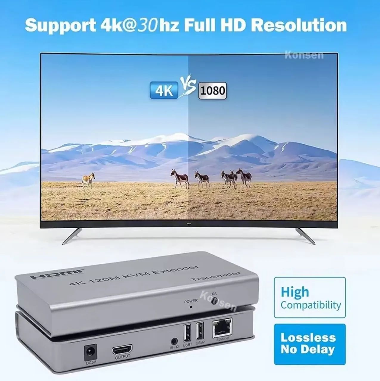 Extensor HDMI via cabo de rede 120m tela 4K - Foto 4