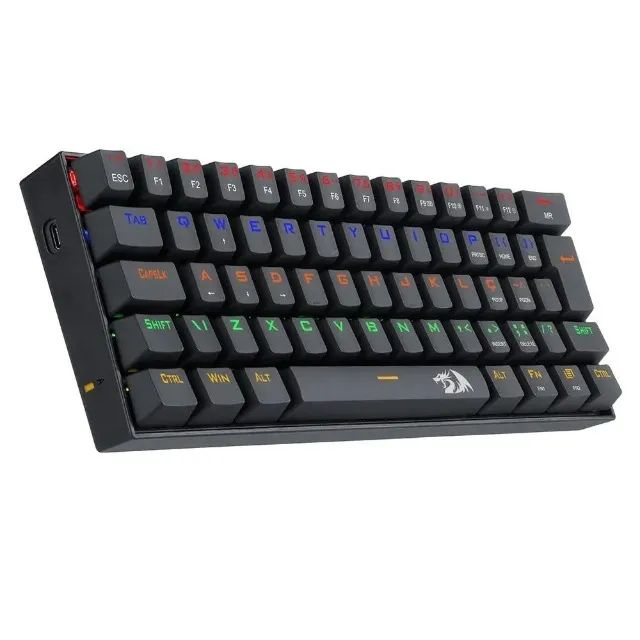 Teclado Mecânico Gamer Redragon Lakshmi - Rainbow, Switch Brown, ABNT2 - Preto
