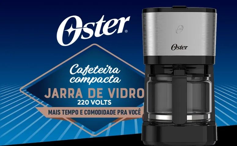 Cafeteira Oster Inox Compacta OCAF300, c/ jarra de vidro 0,75L - 220V (NOVO) - Foto 3