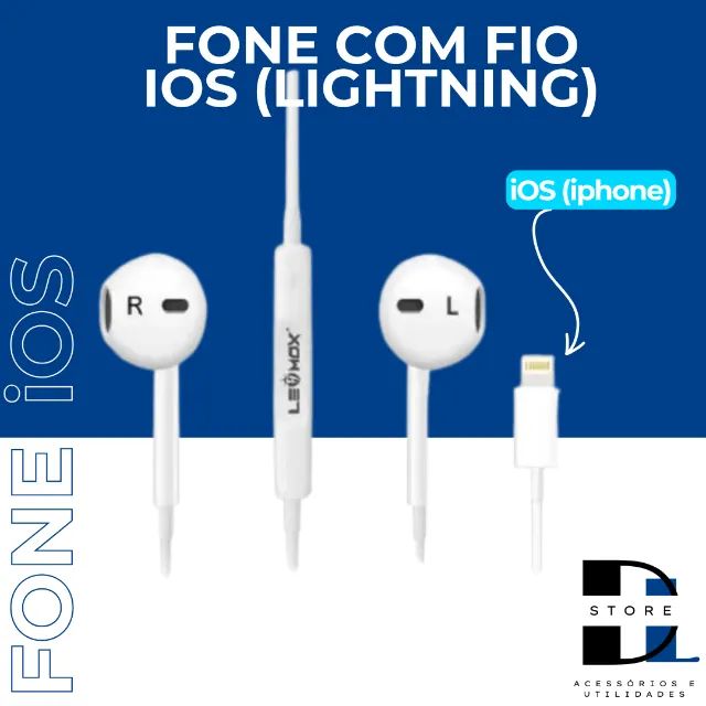 Fone com fio para iphone entrada ios/Lightning - Foto 2