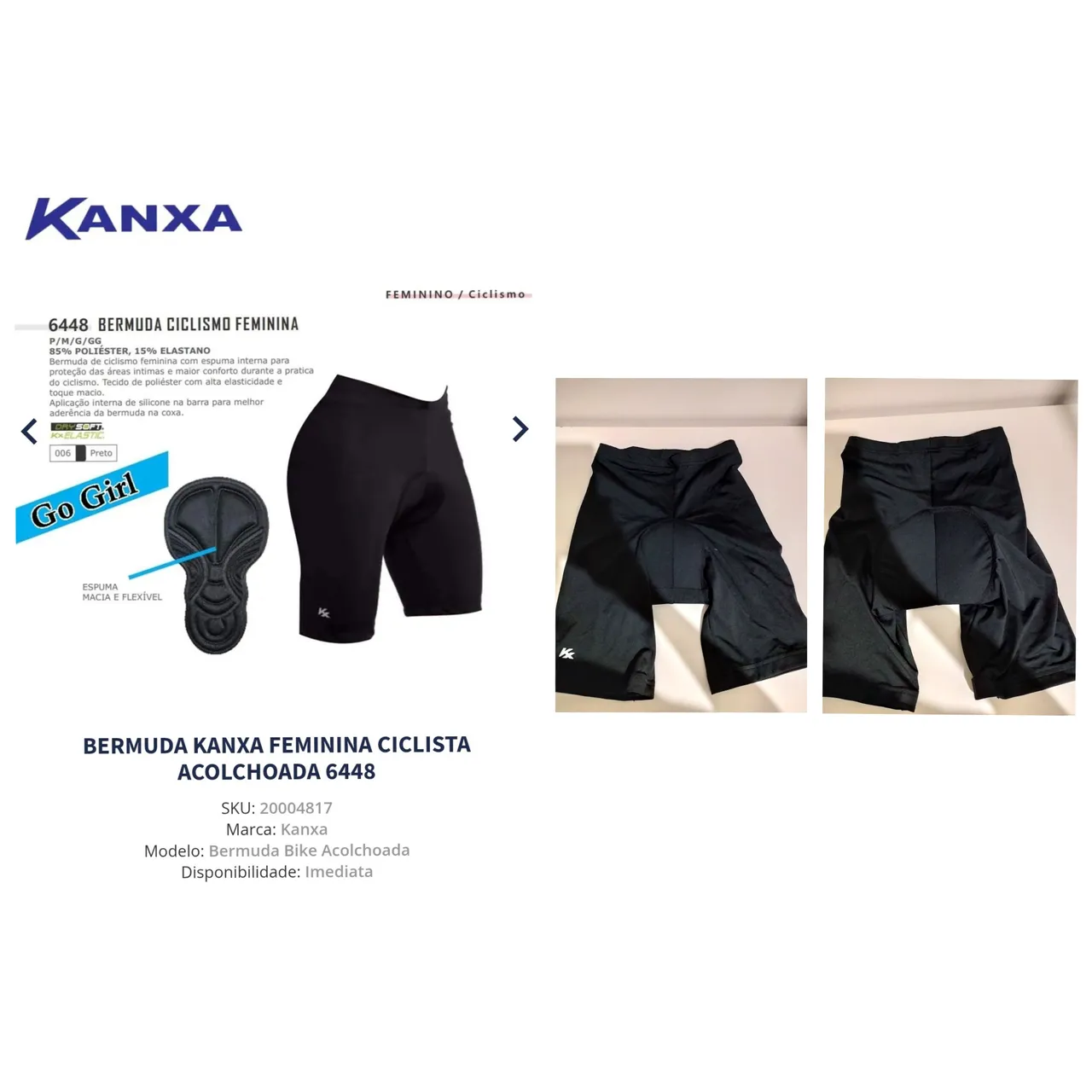 Bermuda Ciclismo Feminina Acolchoada Kanxa 6448