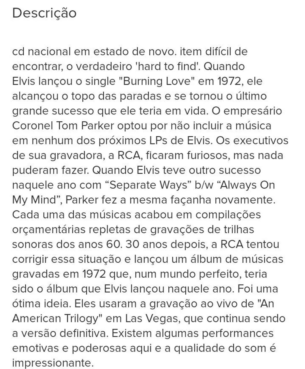 Cd Elvis Presley - Burning Love - Excelente!! - Foto 4