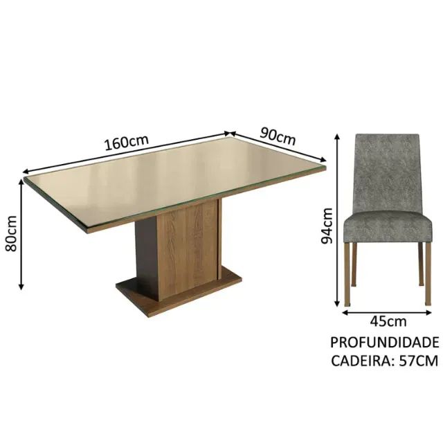 Mesa De Jantar 1.60mx0.90m Com 4 Cadeiras - Foto 3