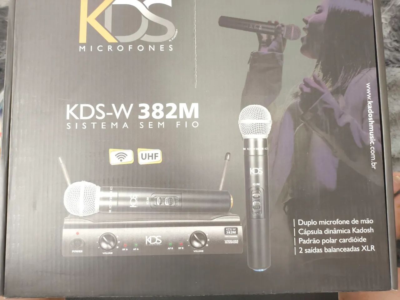 Kit Microfone Sem fio KDS-W382M UHF Mão Duplo Kadosh