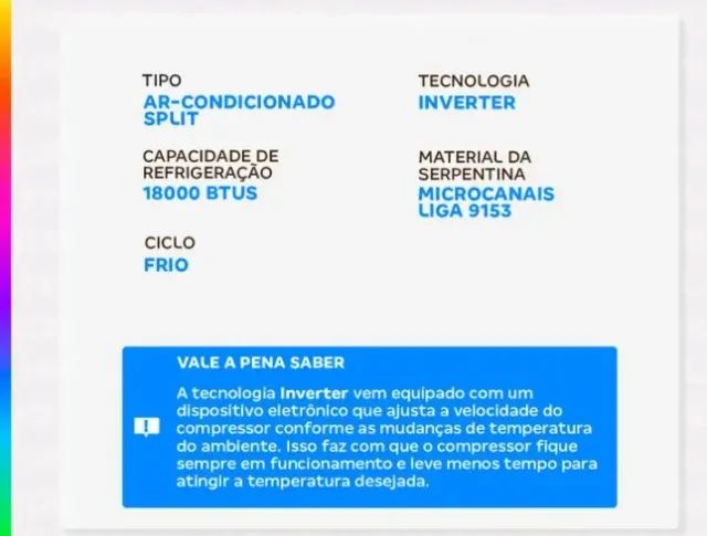 Ar-condicionado Split 18.000 BTUs Consul Inverter - Produto Novo- Lacrado - Com Garantia - Foto 2