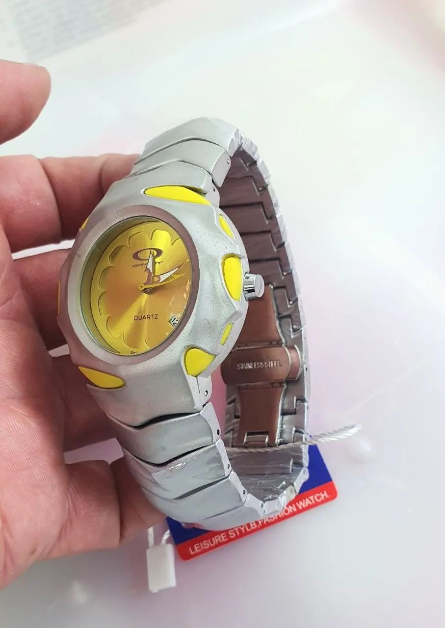 Relógio Esportivo Amarelo e Prata - Foto 6