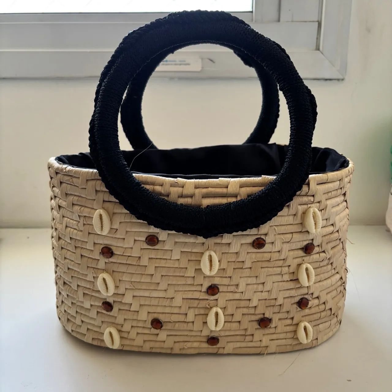 Bolsa de palha artesanal com detalhes - Foto 2