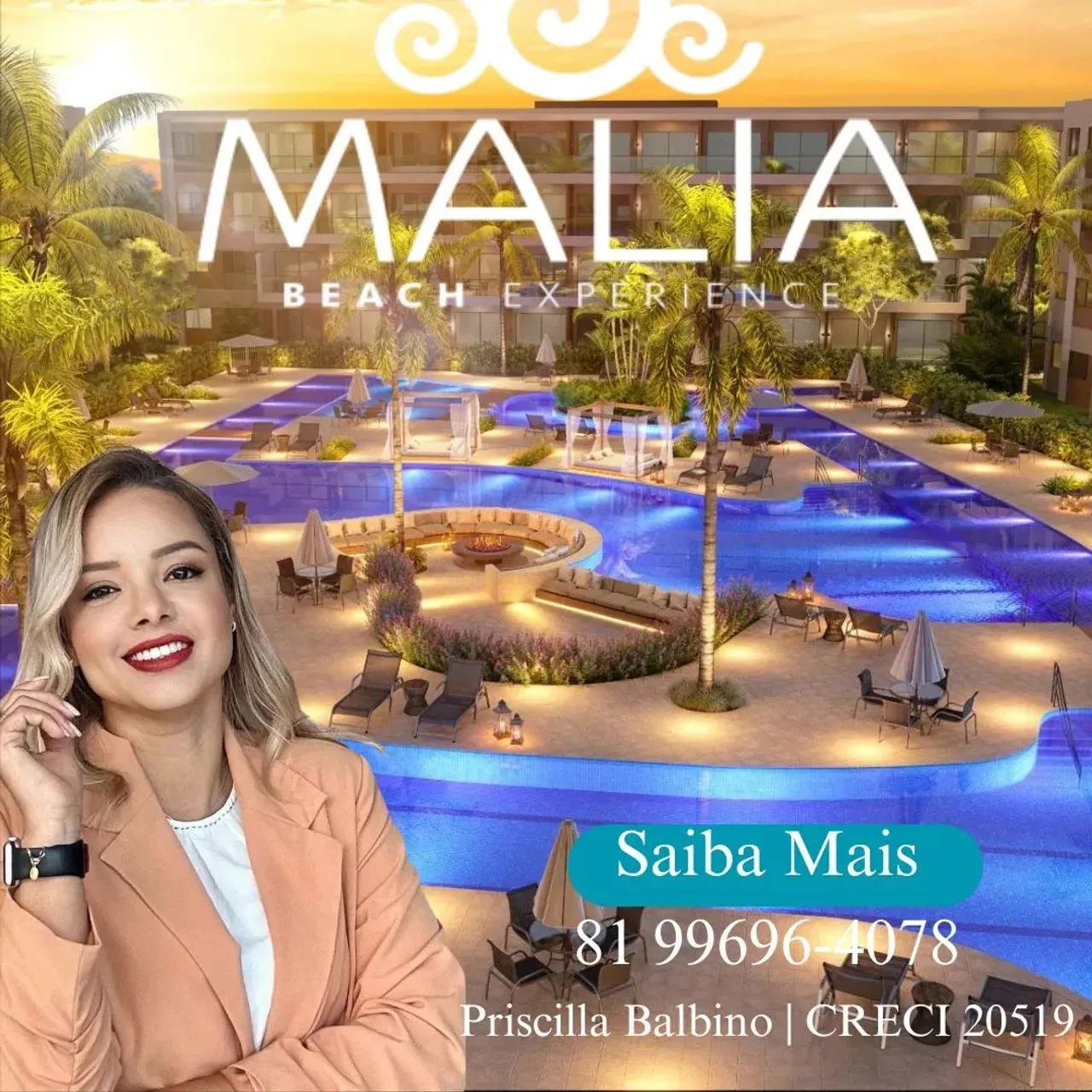 Flats em Porto de Galinhas Studio 29m² Malia Beach - Pronto para Alugar ou Curtir!