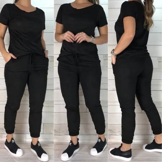 (NOVA! / TAM: M-G) Calça Jooger Suede Preta - Foto 3