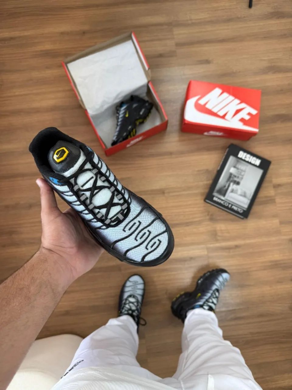 Tênis Nike TN Air Max Plus Importado Masculino Preto/Cinza/Amarelo - Foto 3