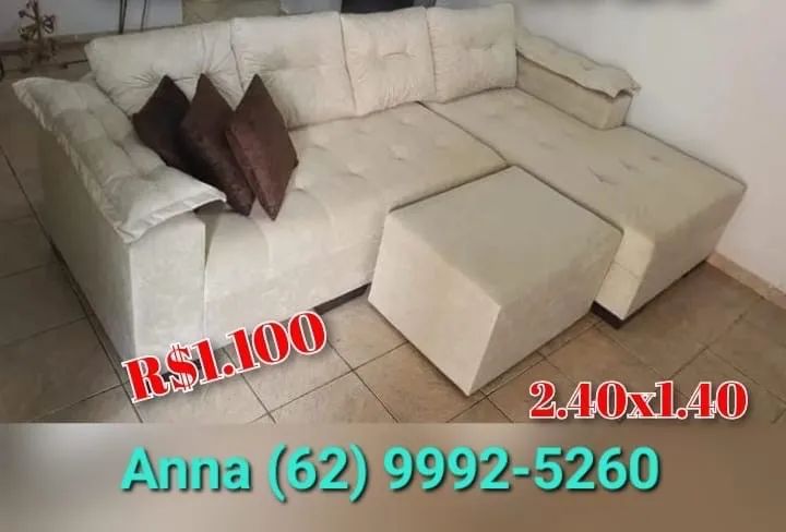 Sofá em L com Puff