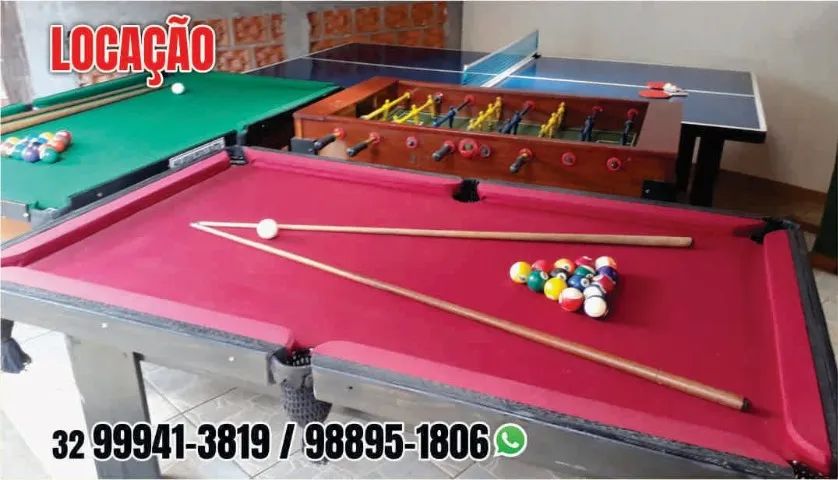 locação ; sinuca, totó e ping pong
