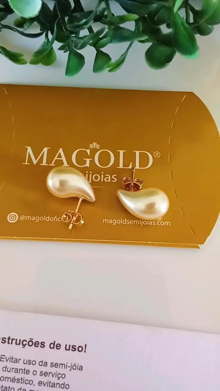 Brincos de pérola gota - MAGOLD