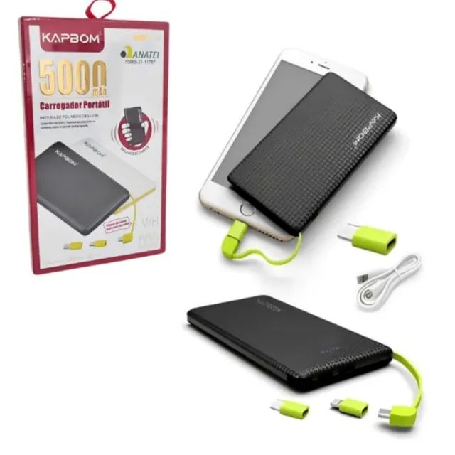 Carregador Portátil Power Bank KAPBOM 5.000 mAh KA-952 - Loja Coimbra Computadores
