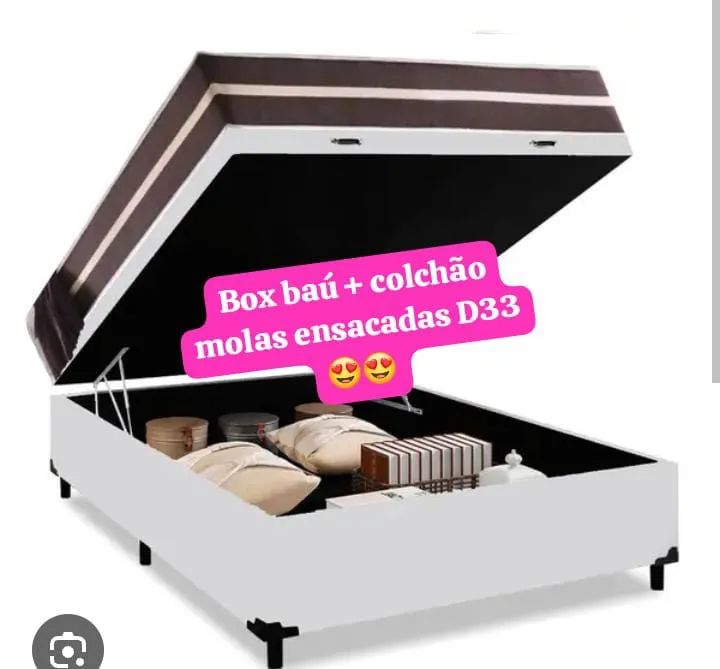 Box baú + colchão molas ensacadas espuma D33  - Foto 2